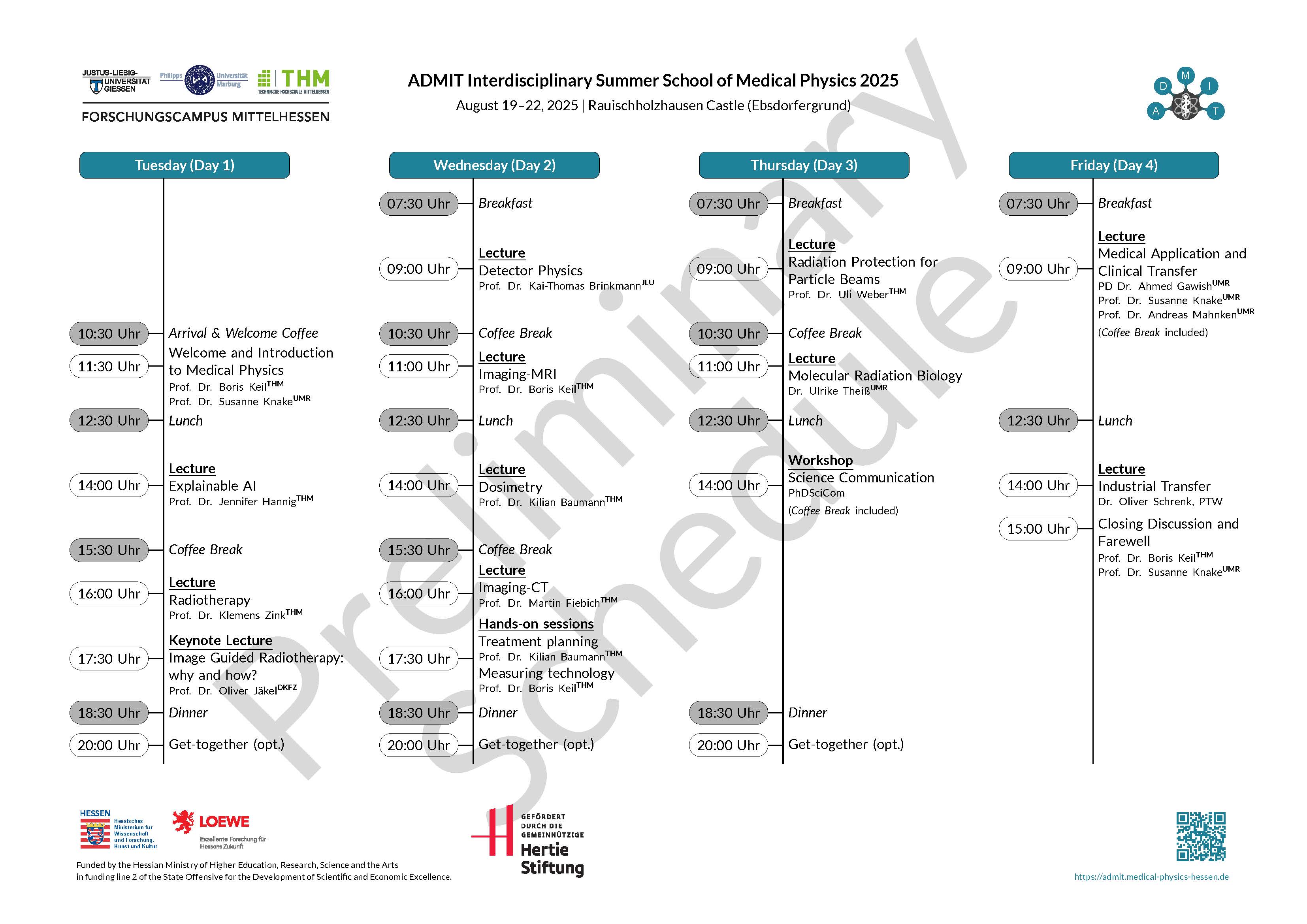 preliminary Agenda ADMIT Summer School 2025